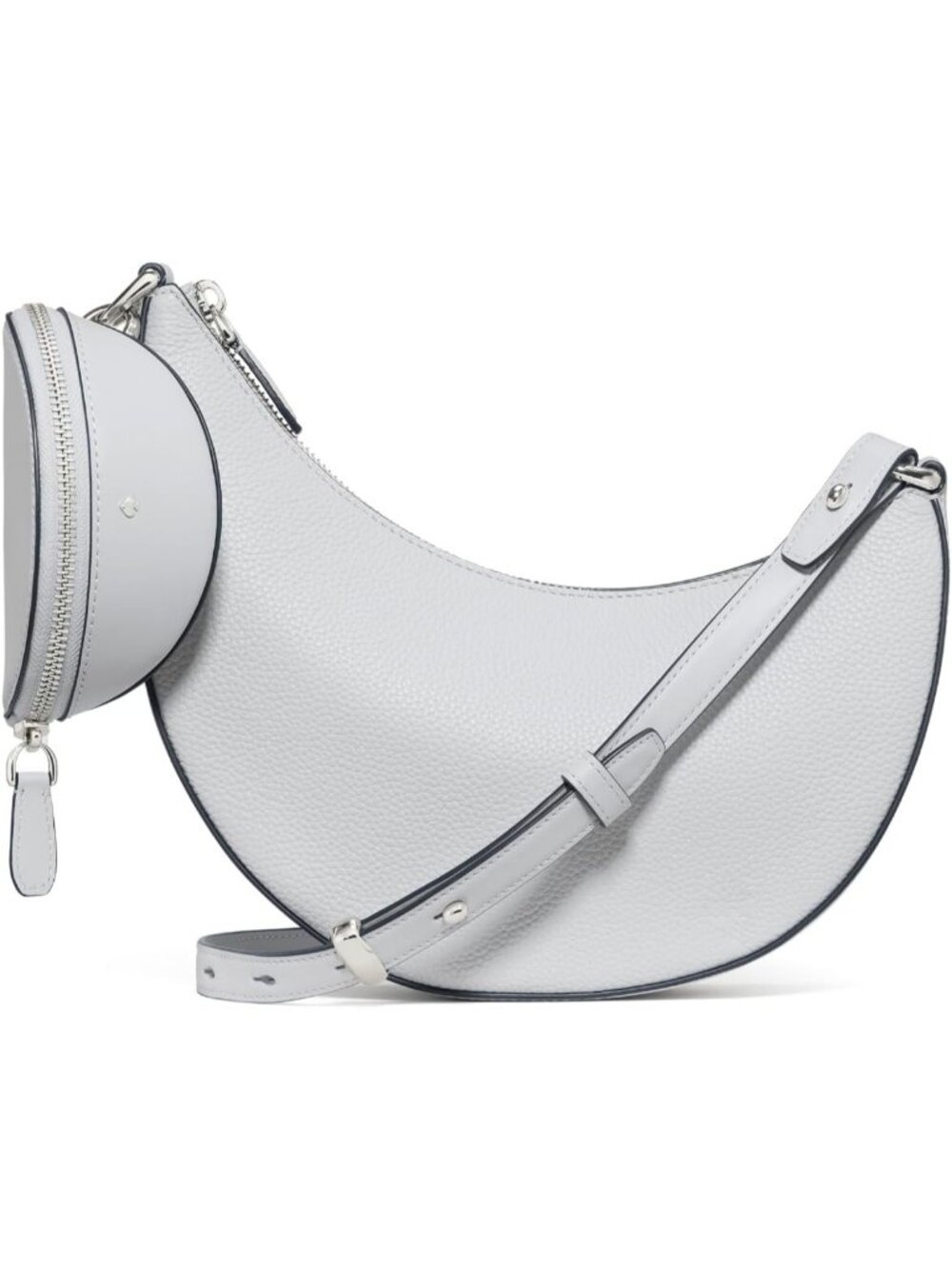 Women's Quarry Grey Leather Duo Crossbody Bag Adjustable Strap Shoulder Purse